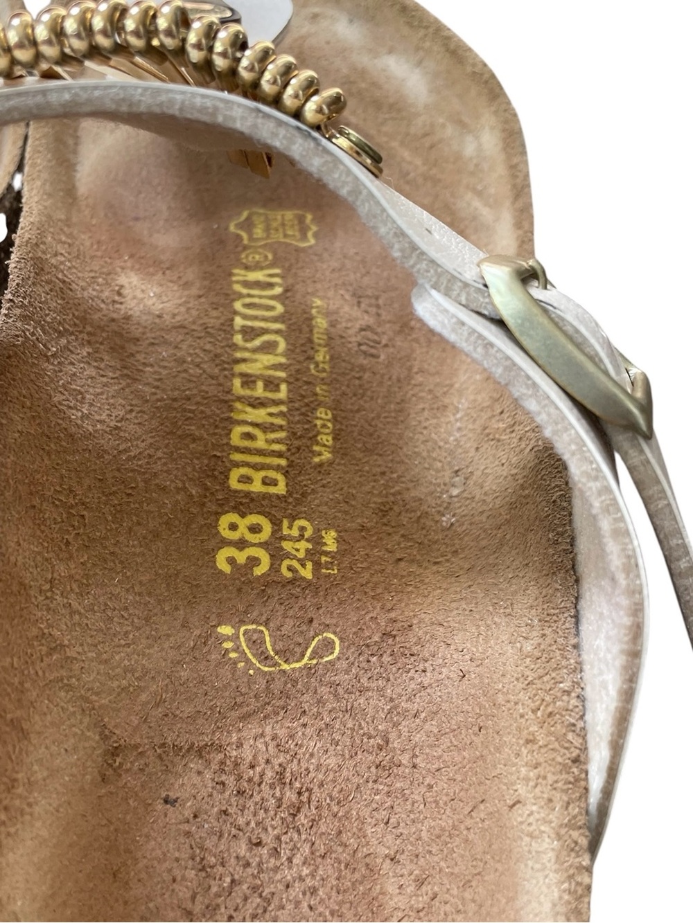 Birkenstock Rare Boho Cream Fringe Gizeh Thong Sandals 7 - Picture 11 of 13